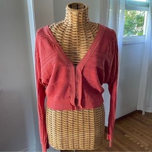 Free People salmon knit cardigan S